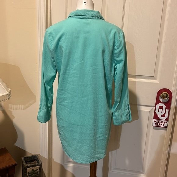 Vineyard, Vines, linen,/cotton, blend turquoise tunic. Medium - Picture 5 of 11